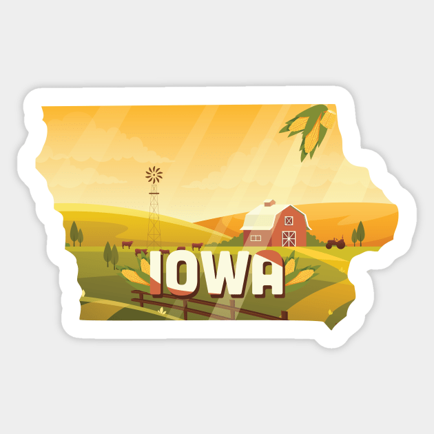 Iowa state design / Iowa lover / Iowa gifts / Iowa farmer gift / Iowa home state Sticker by Anodyle